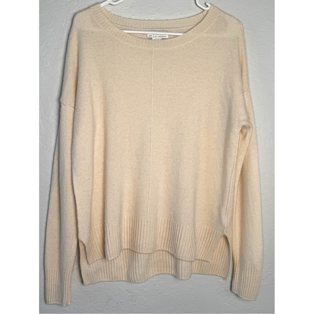 Rachel Zoe 2-Ply 100% Cashmere Ivory Cream Sweater Crewneck Lightweight Size XL